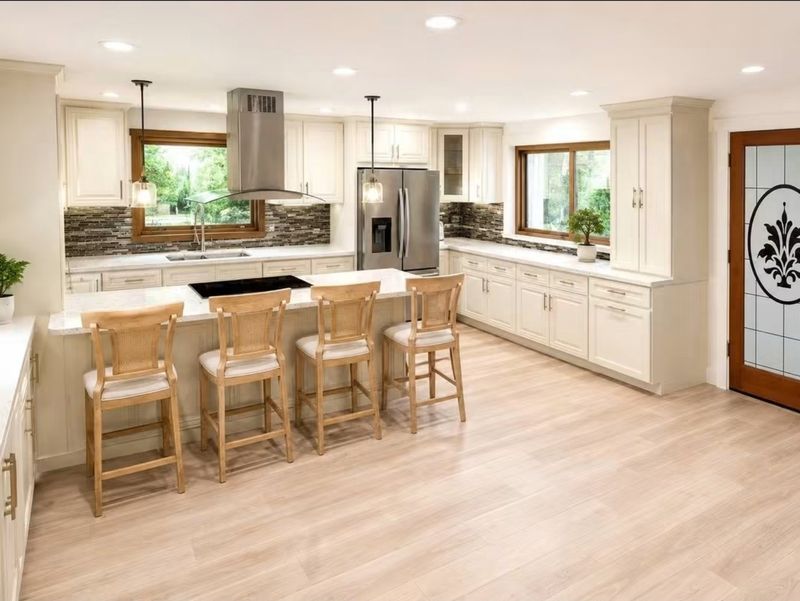 Bright kitchen with an island and seating